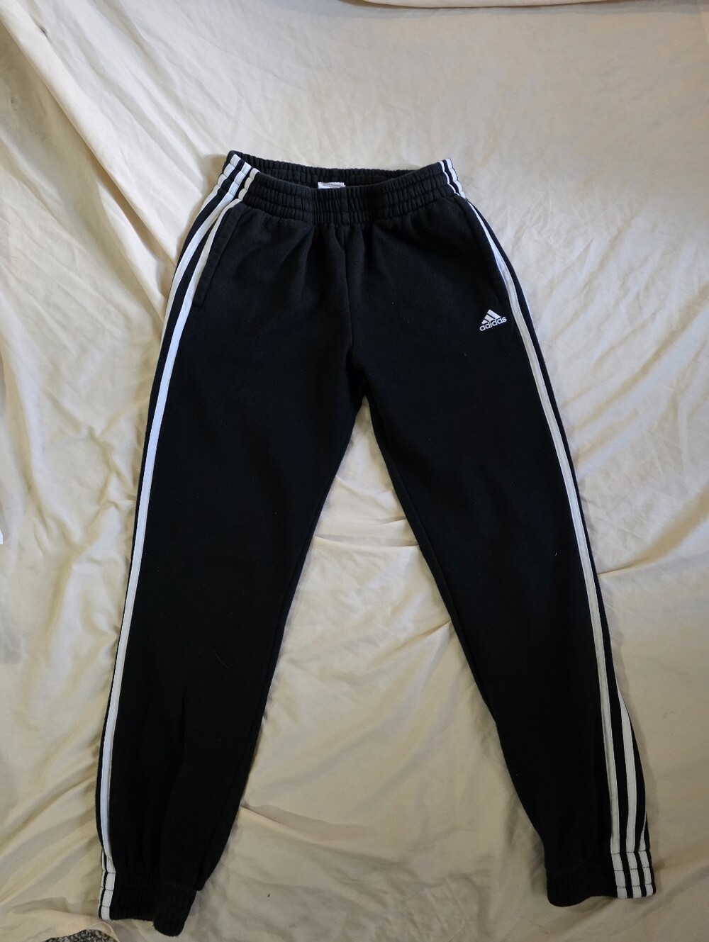 Adidas Kids Black Track Pants with White Stripes
